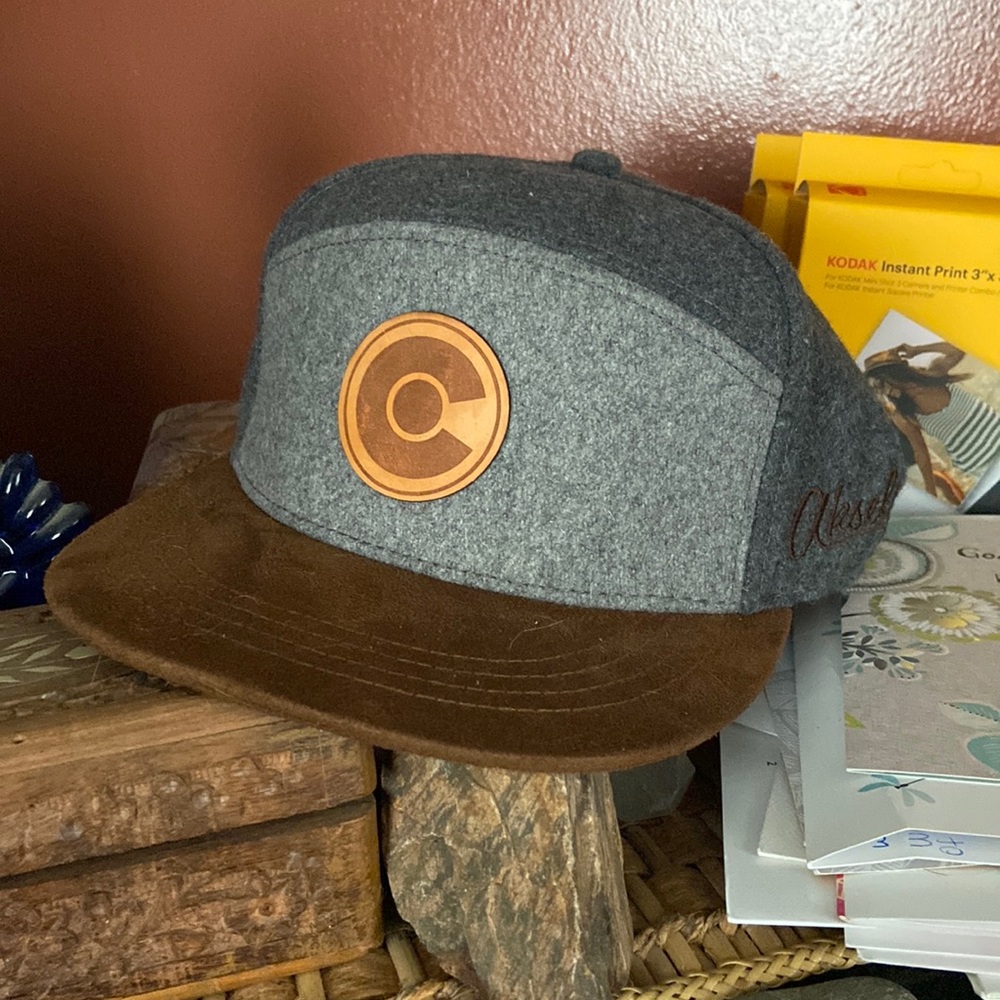 Aksels Colorado “C” leather patch snap back hat